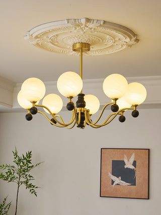 Ershaan Lustre Sphérique Vintage en Laiton et Bois