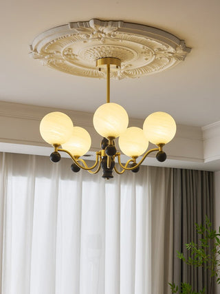Ershaan Lustre Sphérique Vintage en Laiton et Bois