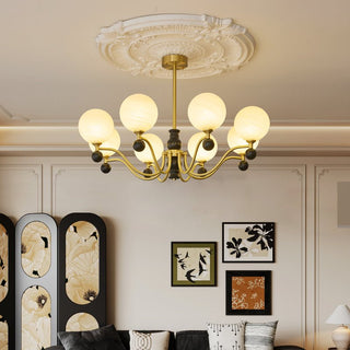 Ershaan Lustre Sphérique Vintage en Laiton et Bois