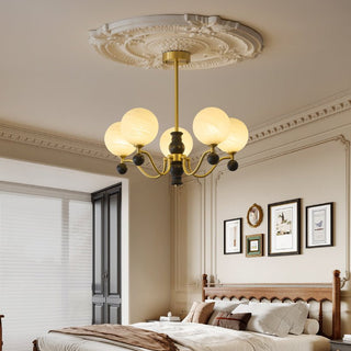 Ershaan Lustre Sphérique Vintage en Laiton et Bois