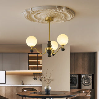 Ershaan Lustre Sphérique Vintage en Laiton et Bois