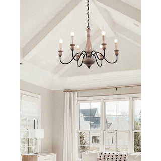 Afralia Lustra Lustre Bois Industriel Moderne