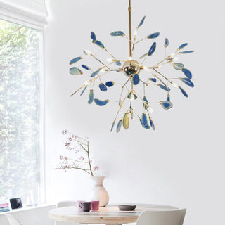 Lustra Lustre Feuille Colorée Bras Dorés