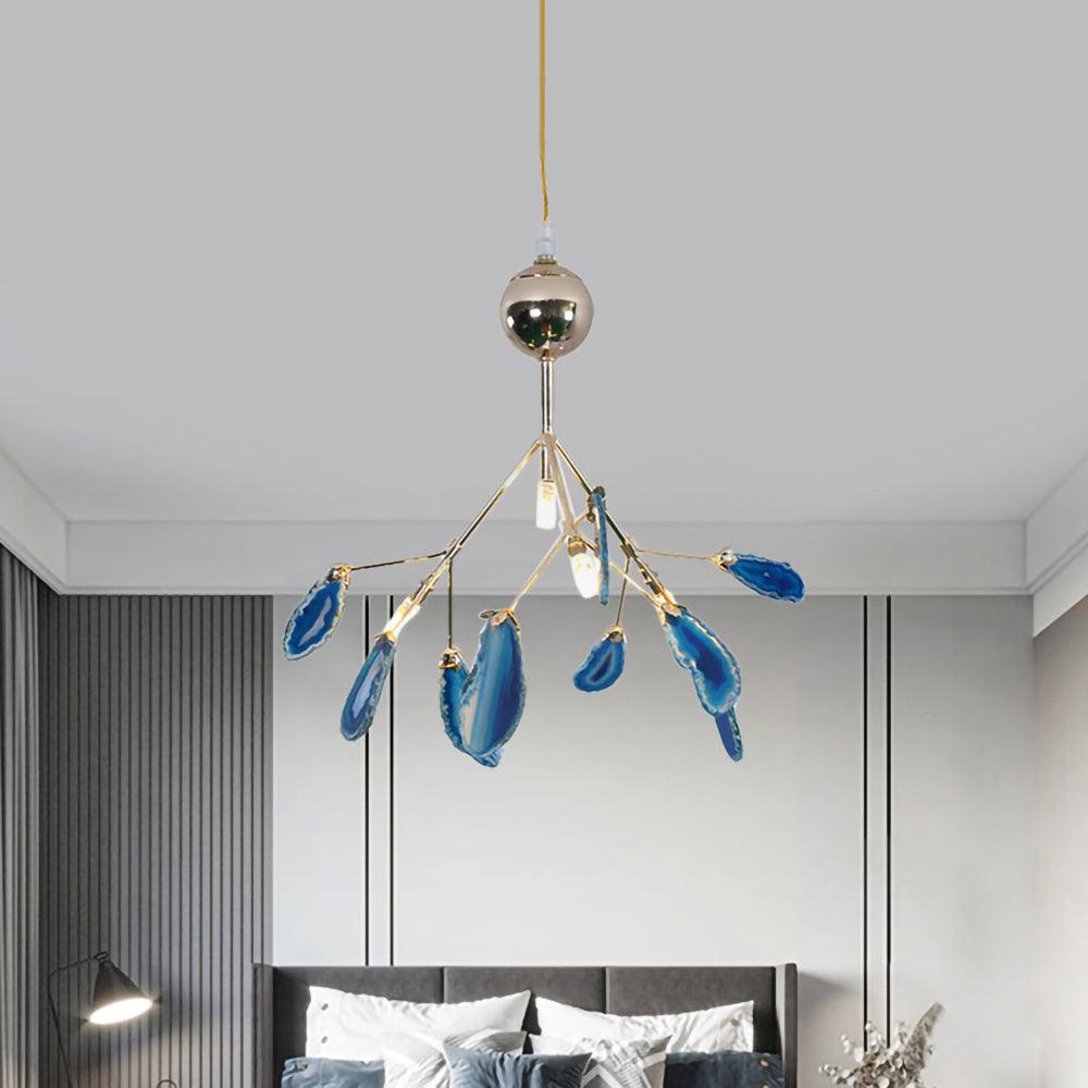 Rivana Lustre Feuille Colorée Bras Dorés