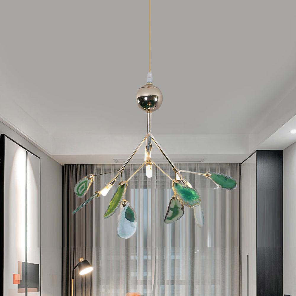 Rivana Lustre Feuille Colorée Bras Dorés