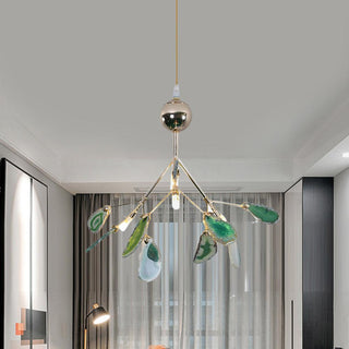 Lustra Lustre Feuille Colorée Bras Dorés