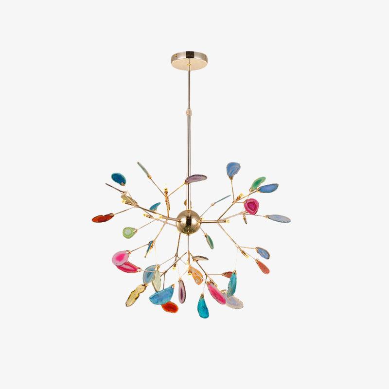 Rivana Lustre Feuille Colorée Bras Dorés