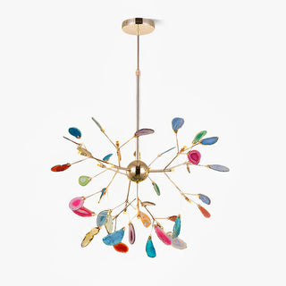 Lustra Lustre Feuille Colorée Bras Dorés