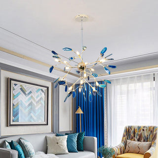 Lustra Lustre Feuille Colorée Bras Dorés