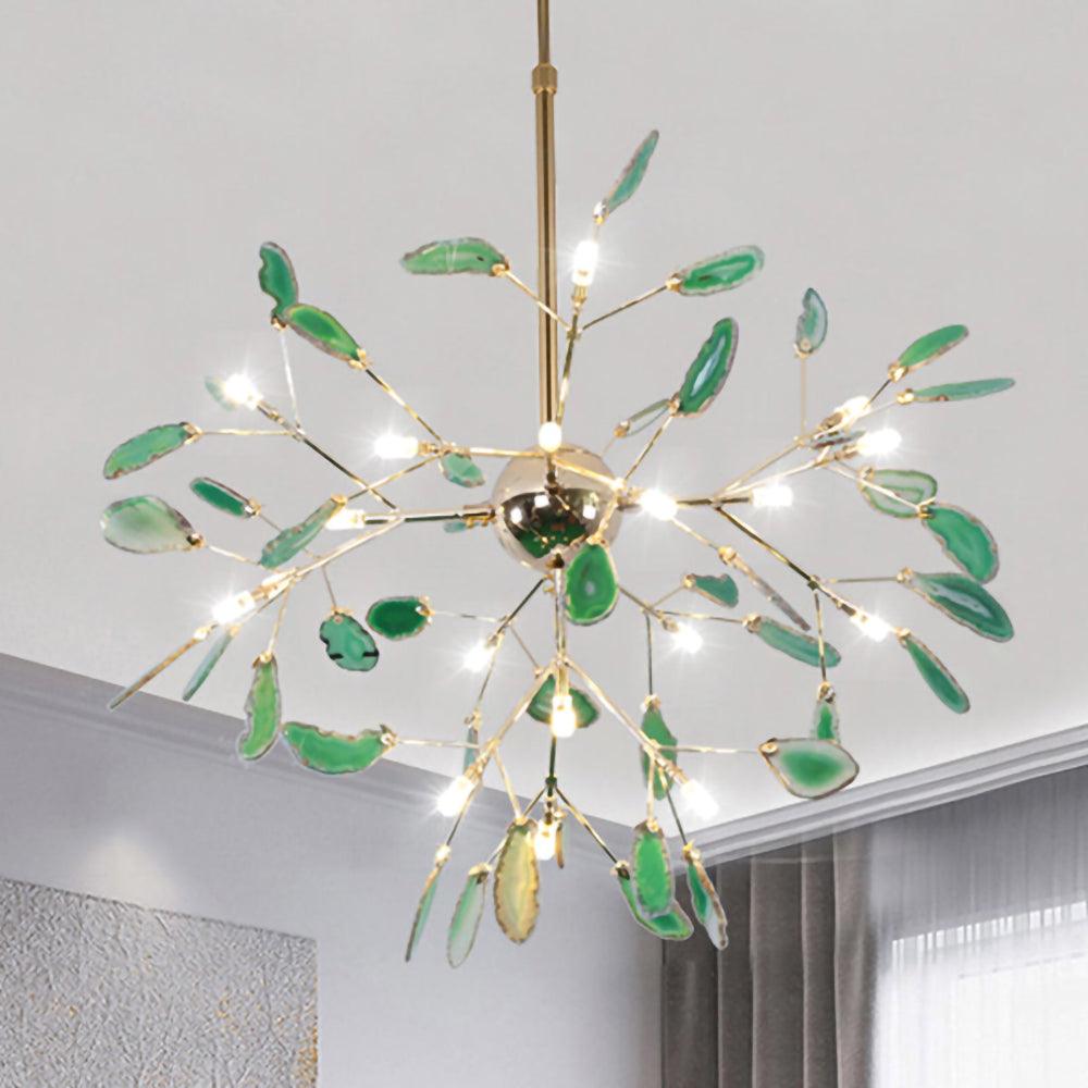Rivana Lustre Feuille Colorée Bras Dorés