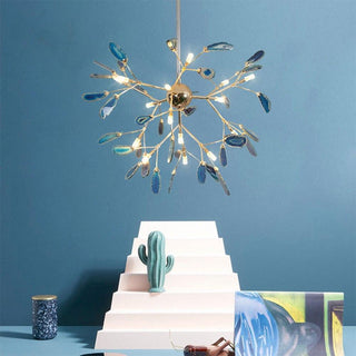 Lustra Lustre Feuille Colorée Bras Dorés