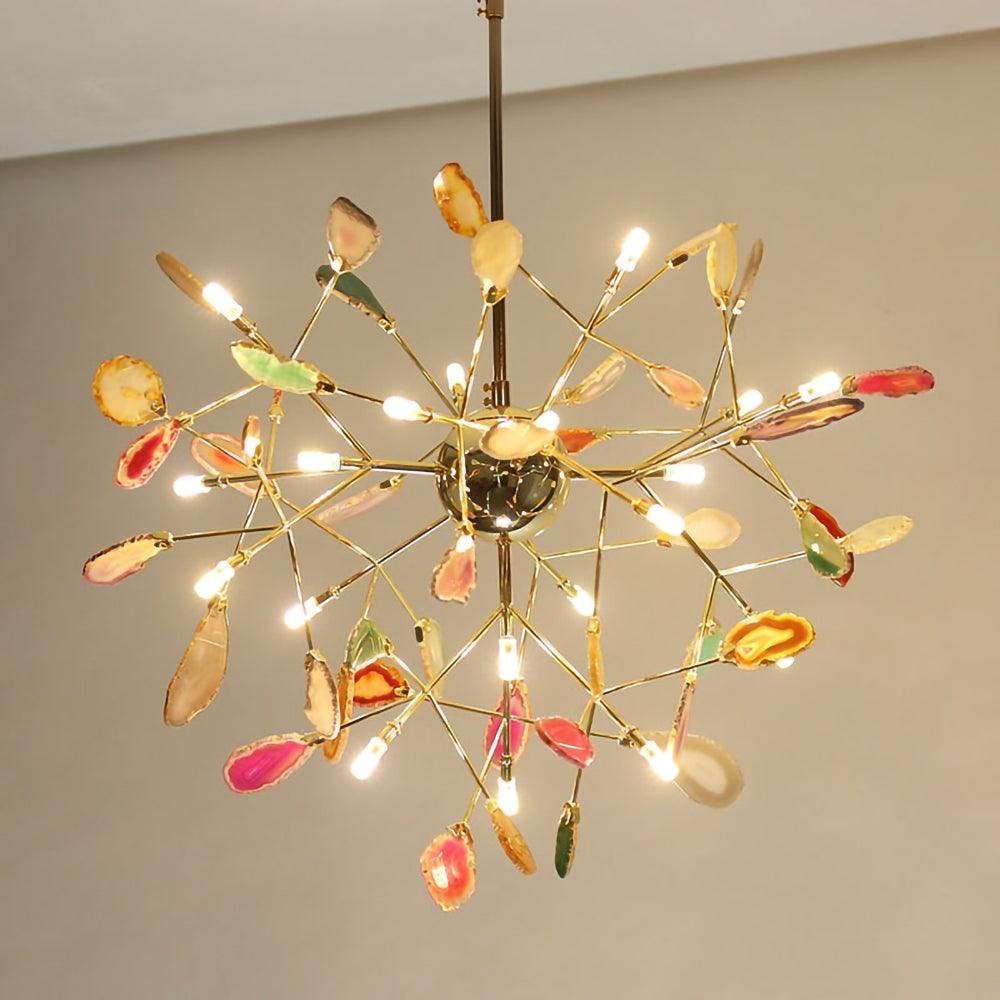Rivana Lustre Feuille Colorée Bras Dorés