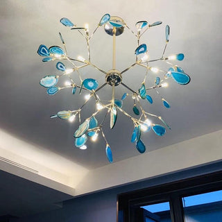 Lustra Lustre Feuille Colorée Bras Dorés