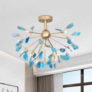 Lustra Lustre Feuille Colorée Bras Dorés