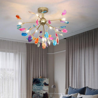 Lustra Lustre Feuille Colorée Bras Dorés