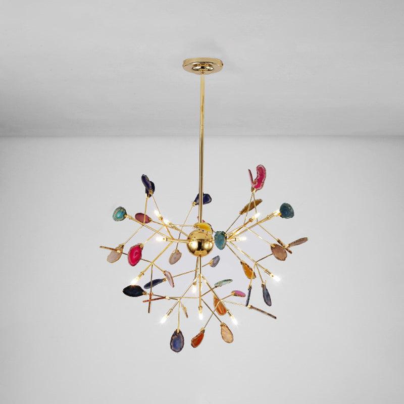 Rivana Lustre Feuille Colorée Bras Dorés