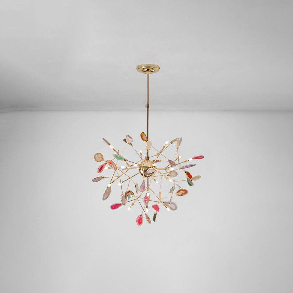 Rivana Lustre Feuille Colorée Bras Dorés