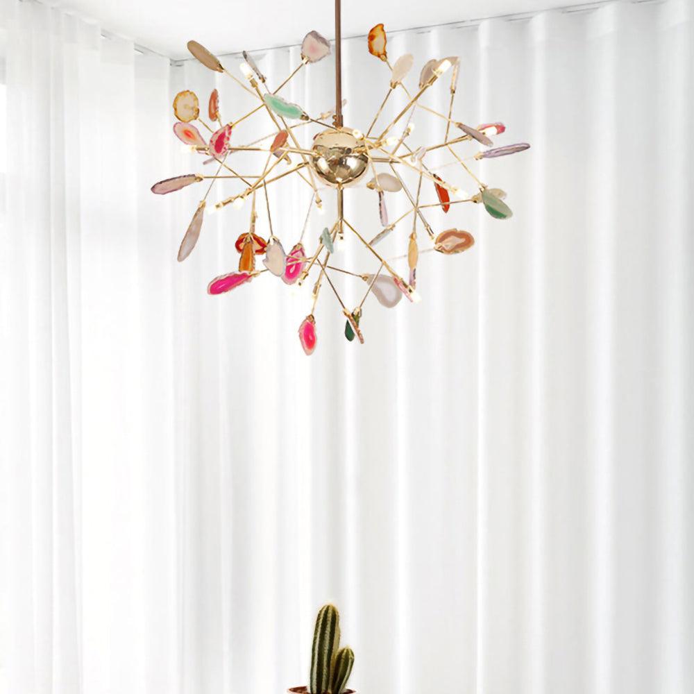 Rivana Lustre Feuille Colorée Bras Dorés