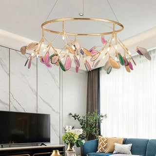 Lustra Lustre Feuille Colorée Bras Dorés