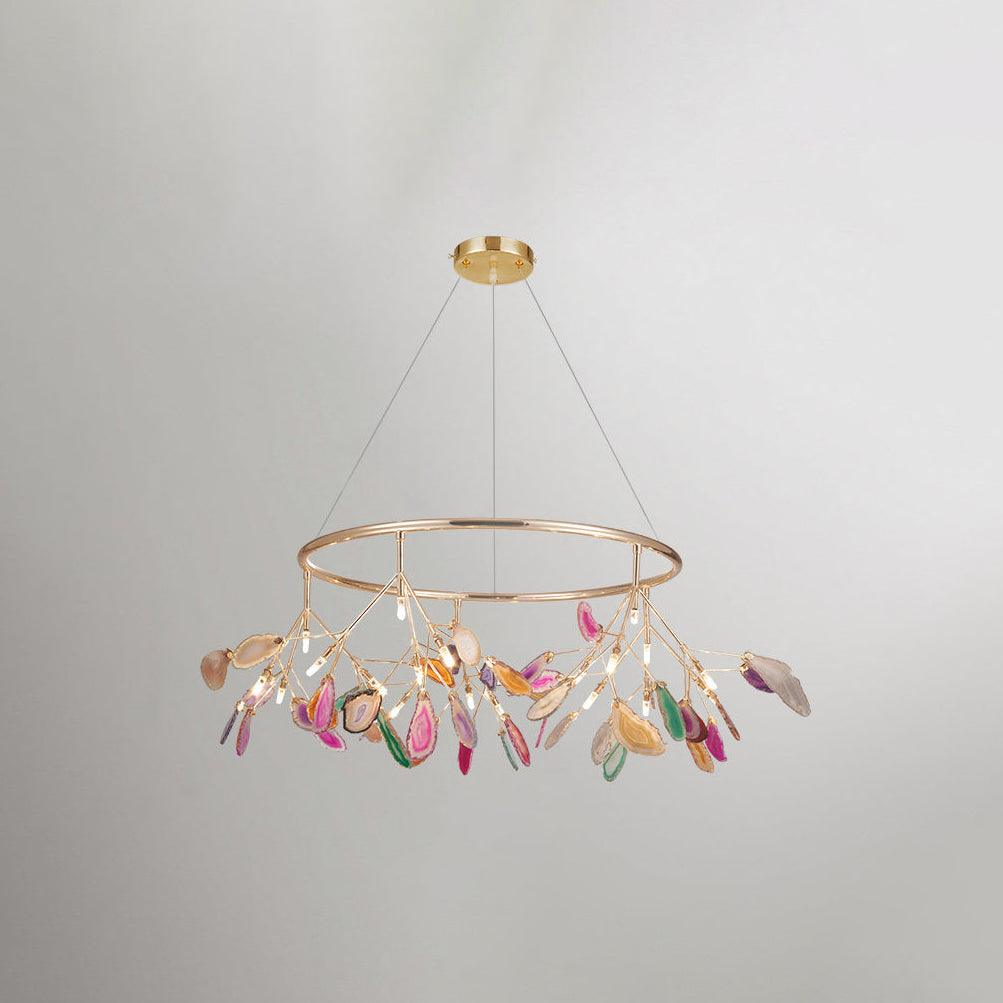 Rivana Lustre Feuille Colorée Bras Dorés