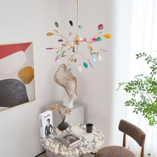 Lustra Lustre Feuille Colorée Bras Dorés
