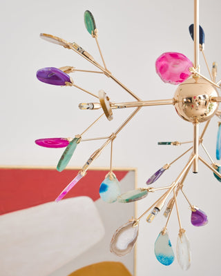 Lustra Lustre Feuille Colorée Bras Dorés