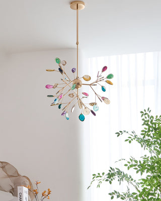 Lustra Lustre Feuille Colorée Bras Dorés