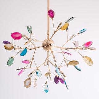 Lustra Lustre Feuille Colorée Bras Dorés