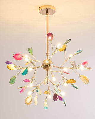 Lustra Lustre Feuille Colorée Bras Dorés