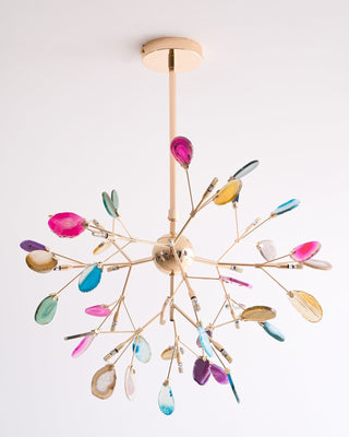 Lustra Lustre Feuille Colorée Bras Dorés