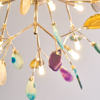 Lustra Lustre Feuille Colorée Bras Dorés