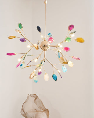 Lustra Lustre Feuille Colorée Bras Dorés