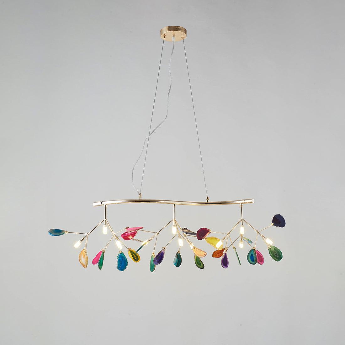 Rivana Lustre Feuille Colorée Bras Dorés