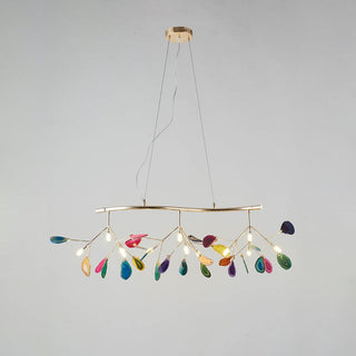 Lustra Lustre Feuille Colorée Bras Dorés