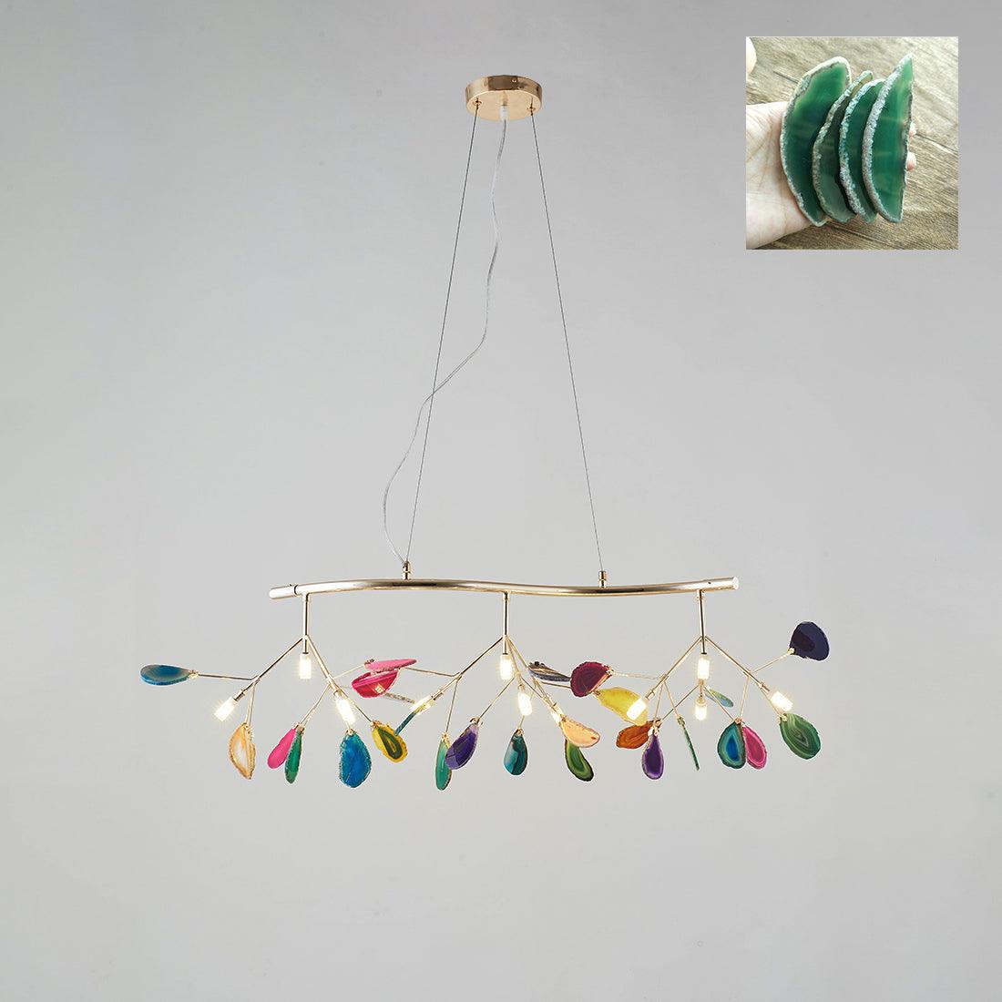 Rivana Lustre Feuille Colorée Bras Dorés
