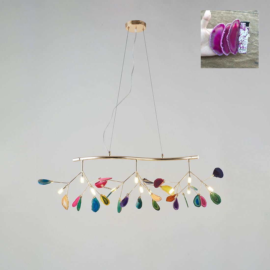 Rivana Lustre Feuille Colorée Bras Dorés