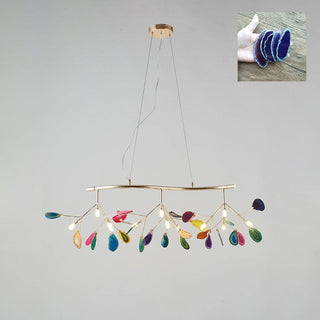Lustra Lustre Feuille Colorée Bras Dorés