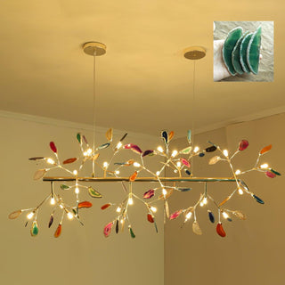 Lustra Lustre Feuille Colorée Bras Dorés