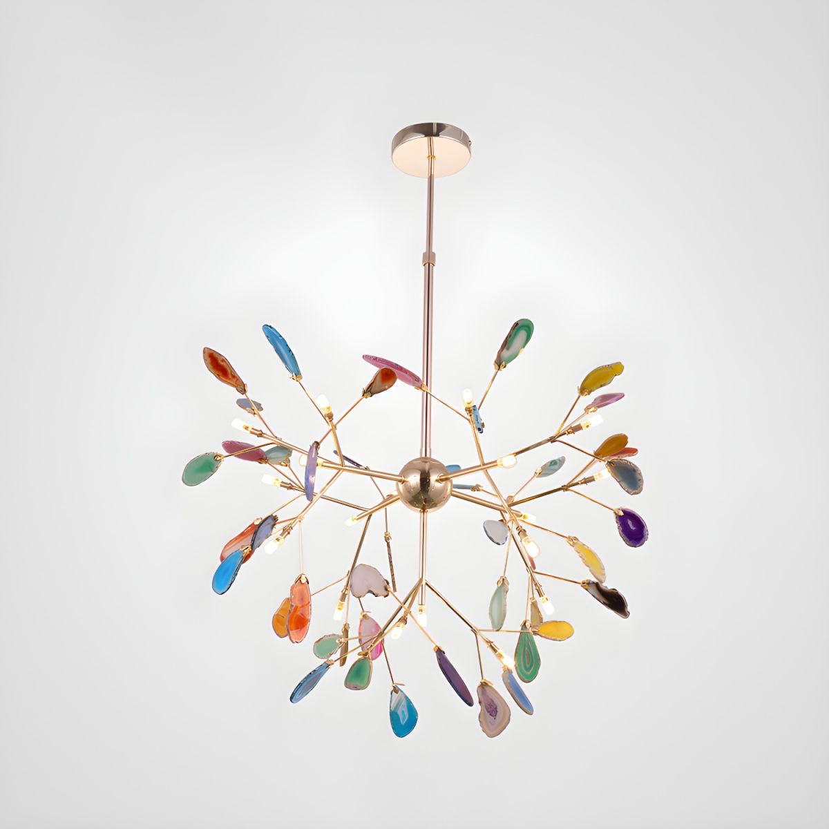 Rivana Lustre Feuille Colorée Bras Dorés