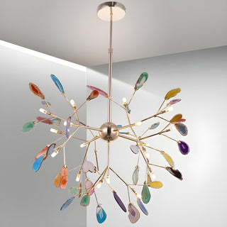 Lustra Lustre Feuille Colorée Bras Dorés