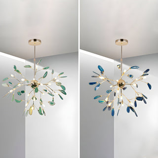Lustra Lustre Feuille Colorée Bras Dorés