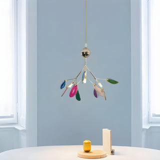 Lustra Lustre Feuille Colorée Bras Dorés