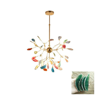 Lustra Lustre Feuille Colorée Bras Dorés