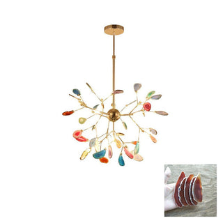 Lustra Lustre Feuille Colorée Bras Dorés