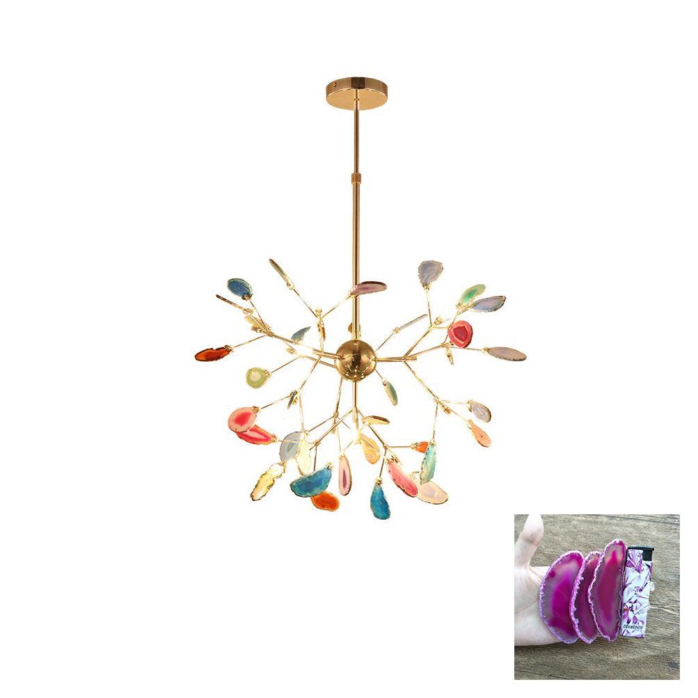 Rivana Lustre Feuille Colorée Bras Dorés