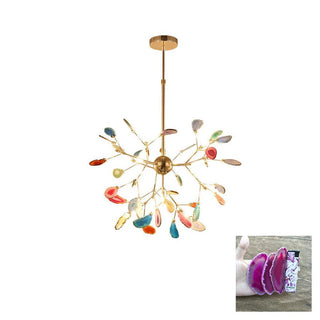 Lustra Lustre Feuille Colorée Bras Dorés