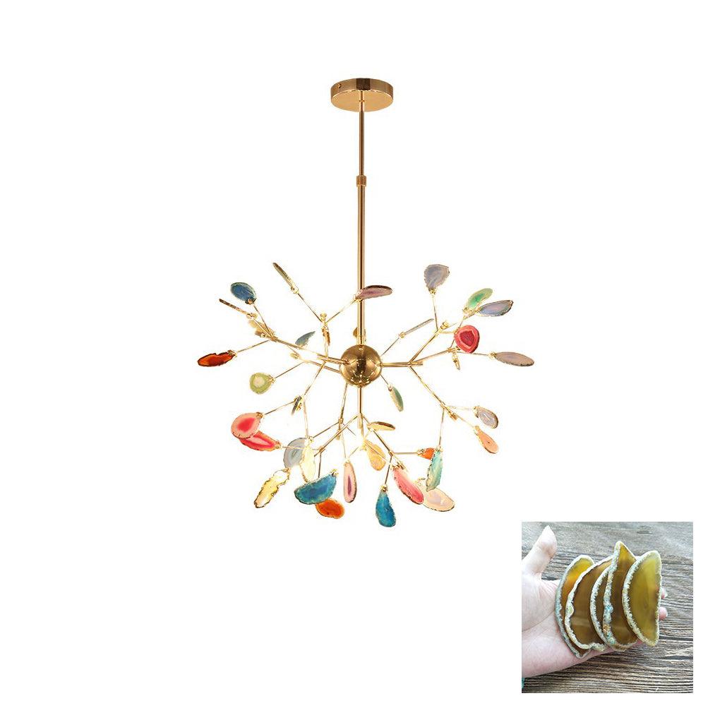 Rivana Lustre Feuille Colorée Bras Dorés