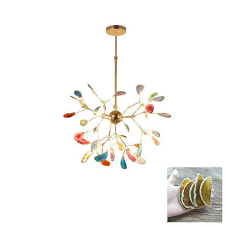 Lustra Lustre Feuille Colorée Bras Dorés