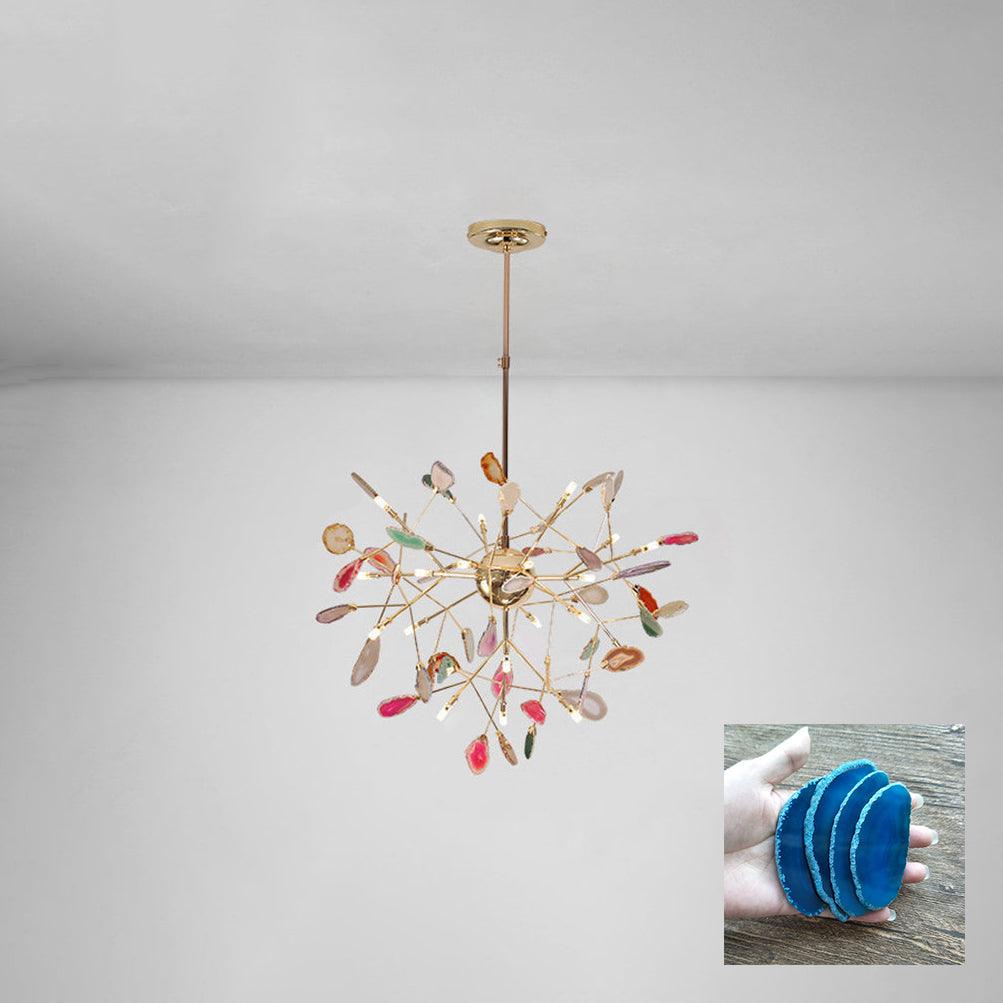 Rivana Lustre Feuille Colorée Bras Dorés