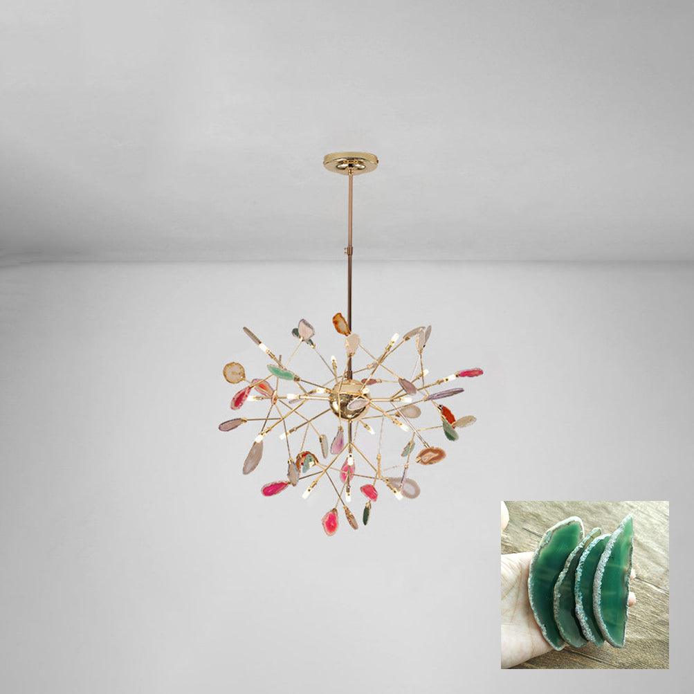Rivana Lustre Feuille Colorée Bras Dorés